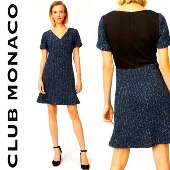 Club Monaco Andreah Tweed Boucle Trumpet Dress - Picture 8 of 11